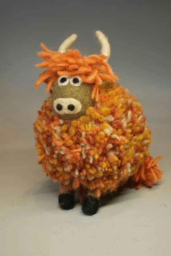 luscious scarves decoration Pachamama Hand Felted Duncan the Highland Cow Ornament , Fairtrade