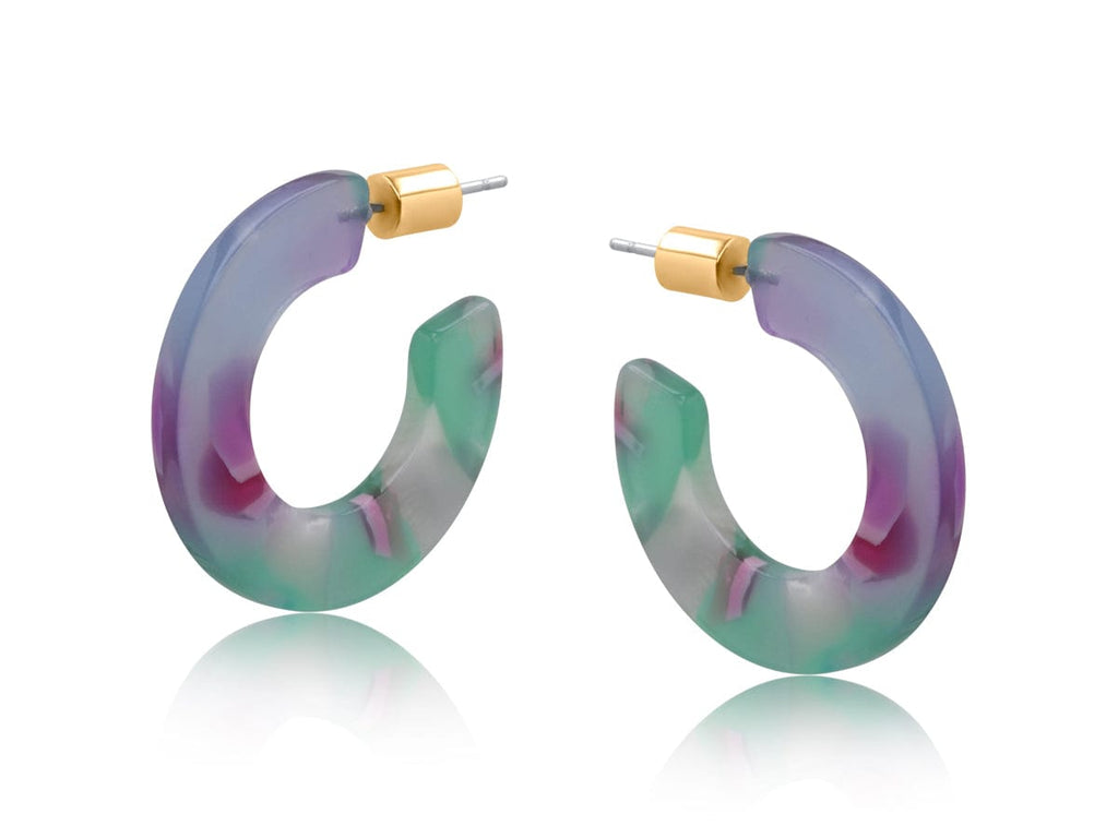 luscious scarves Earrings Big Metal Austin Small Hoop Resin Earrings , a lilac pastel mix.