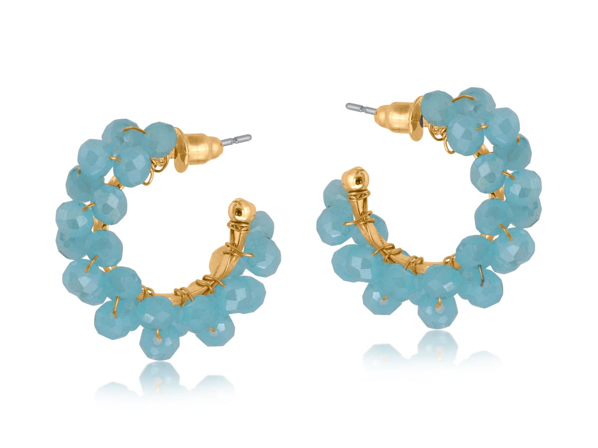 luscious scarves Earrings Big Metal Circe Cluster Beaded Hoop Earrings, Pale Turquoise .