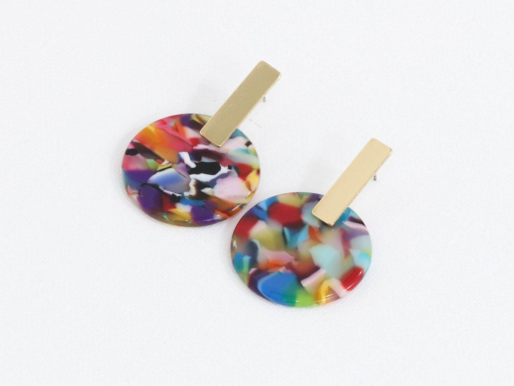 luscious scarves Earrings Big Metal Emma Resin and Gold Disc Earrings