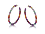 Load image into Gallery viewer, luscious scarves Earrings Big Metal Erica Large Hoop Resin Earrings , a Lilac, Pink and Orange .
