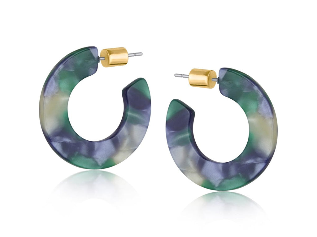 luscious scarves Earrings Big Metal Hortense Flat Hoop Resin Earrings , a blue and green mix.