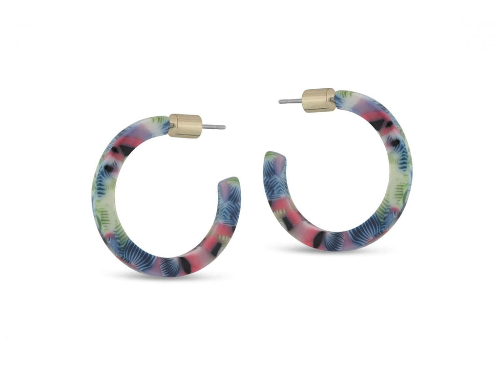 luscious scarves Earrings Big Metal Isla Small Hoop Resin Earrings , a pastel holographic mix.