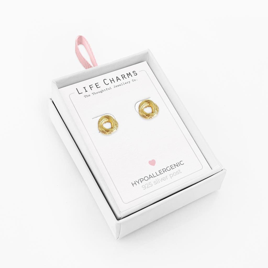 luscious scarves Earrings Life Charms Gold knot stud earrings