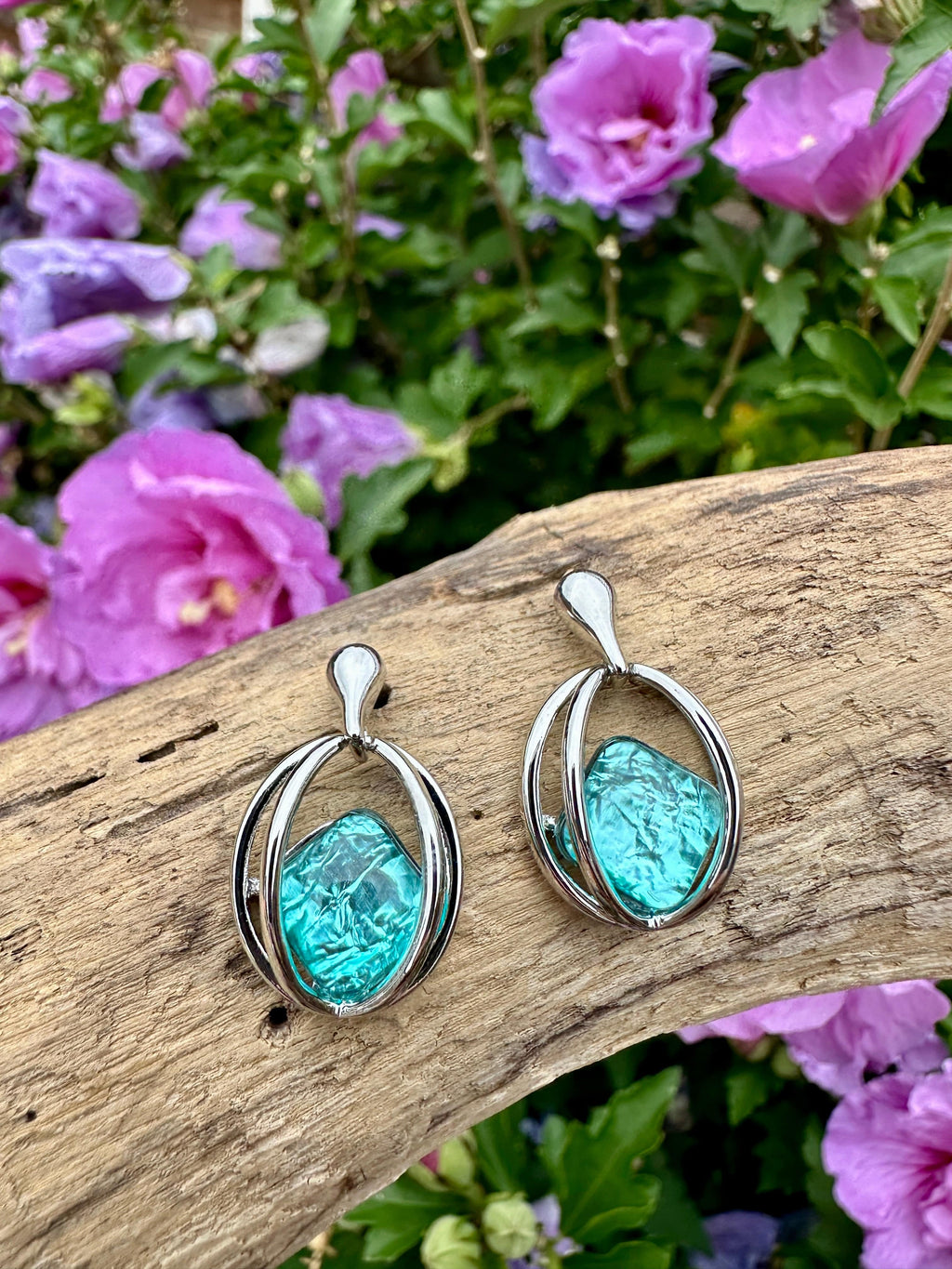 luscious scarves Earrings Miss Milly Aqua Blue Ellipse Earrings FE751ASIP