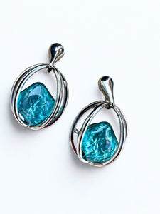 luscious scarves Earrings Miss Milly Aqua Blue Ellipse Earrings FE751ASIP