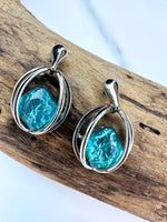 Load image into Gallery viewer, luscious scarves Earrings Miss Milly Aqua Blue Ellipse Earrings FE751ASIP
