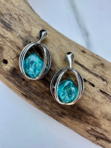 luscious scarves Earrings Miss Milly Aqua Blue Ellipse Earrings FE751ASIP