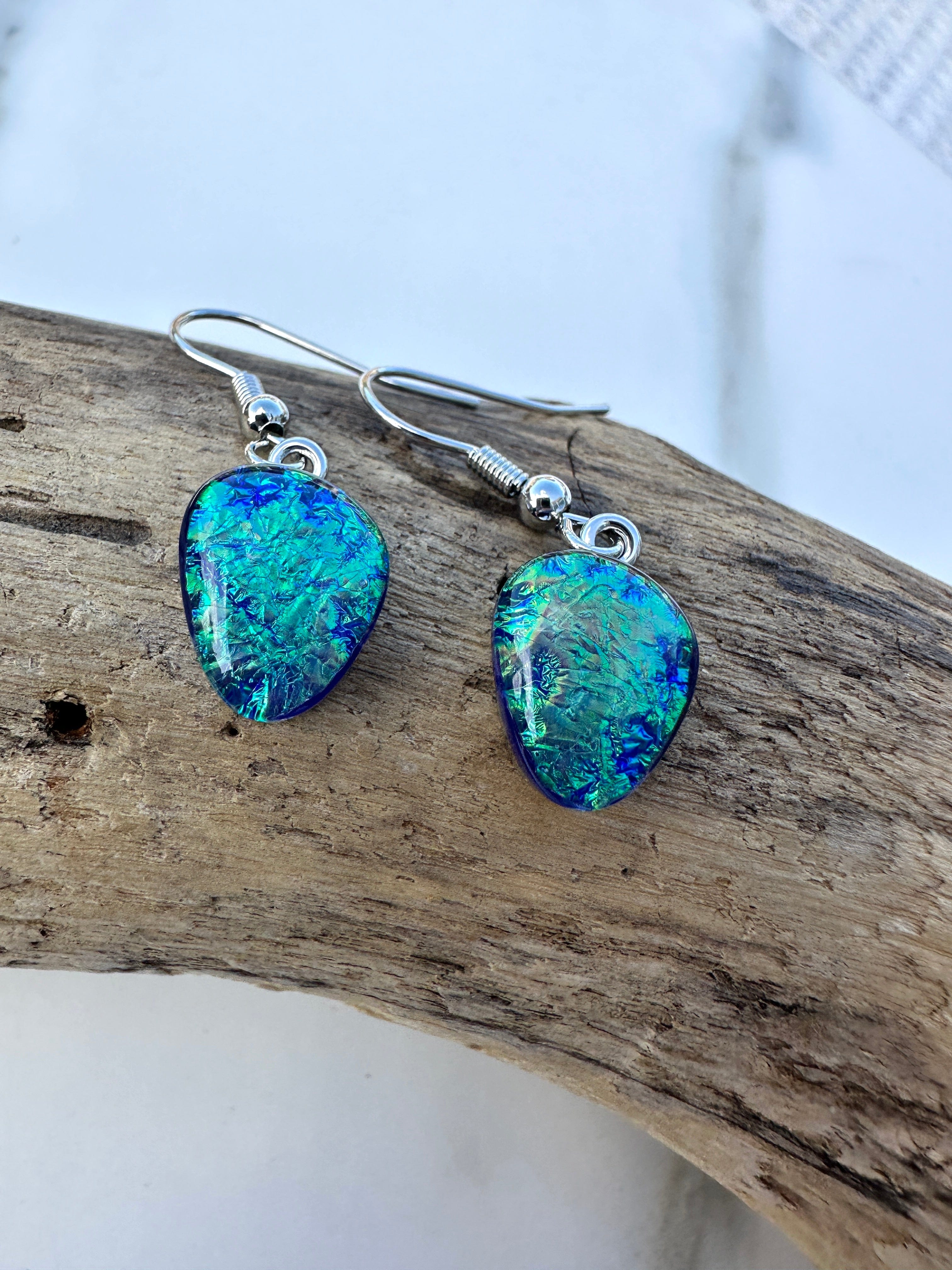 luscious scarves Earrings Miss Milly Blue / Green Iridescent Pebble Earrings FE602SBIR
