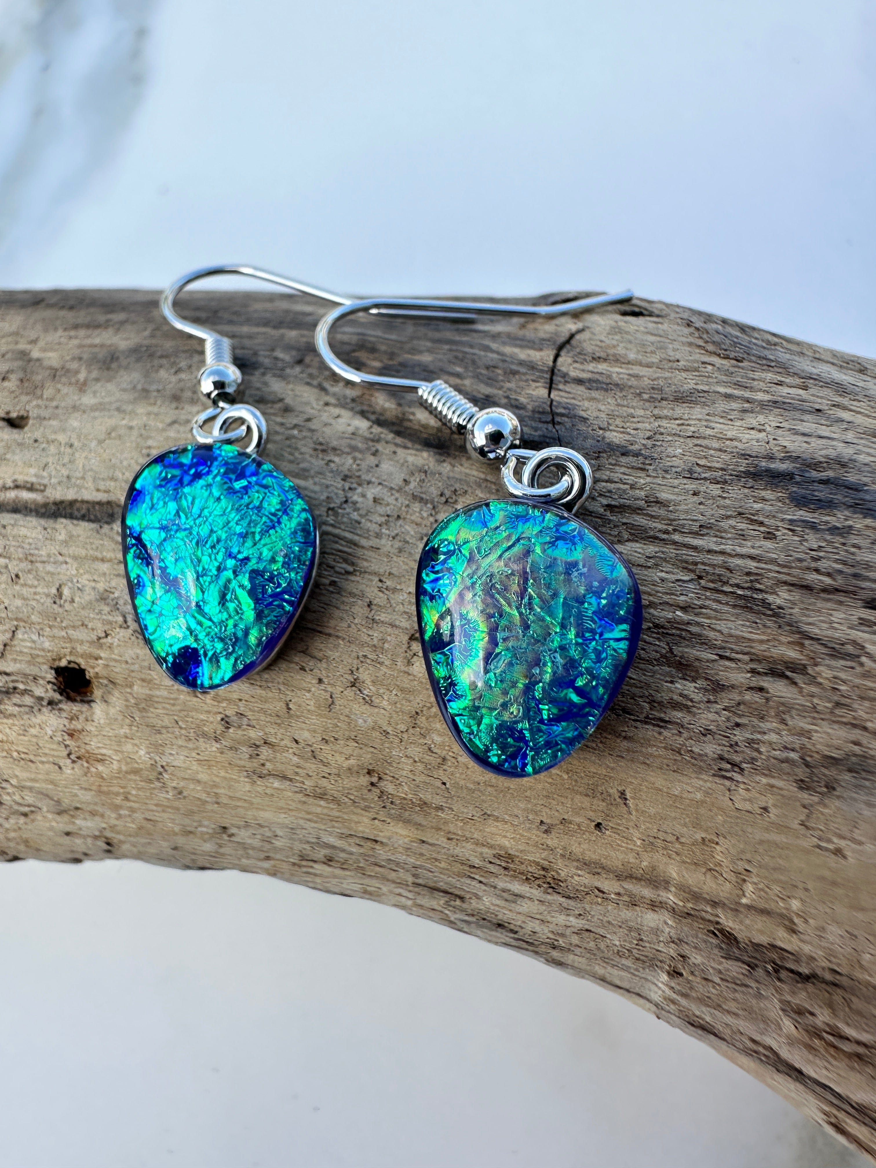 luscious scarves Earrings Miss Milly Blue / Green Iridescent Pebble Earrings FE602SBIR