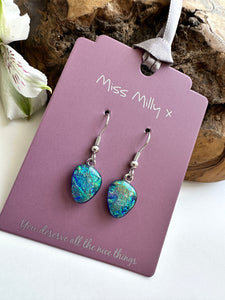 luscious scarves Earrings Miss Milly Blue / Green Iridescent Pebble Earrings FE602SBIR