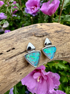 luscious scarves Earrings Miss Milly Blue / Green Iridescent Pyramid Earrings FE697SBIR