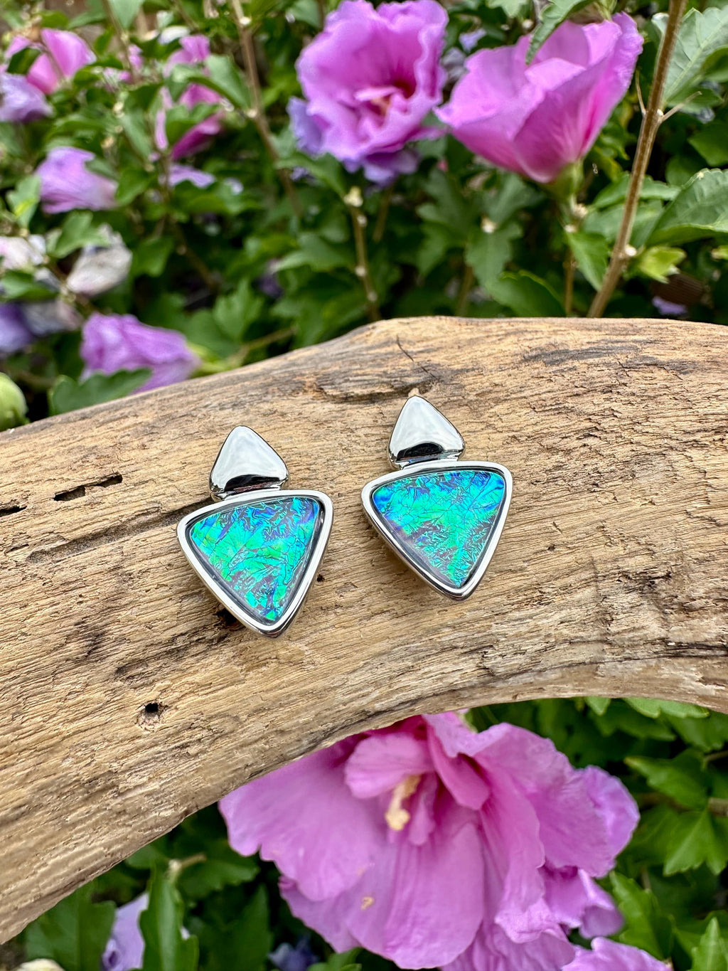 luscious scarves Earrings Miss Milly Blue / Green Iridescent Pyramid Earrings FE697SBIR