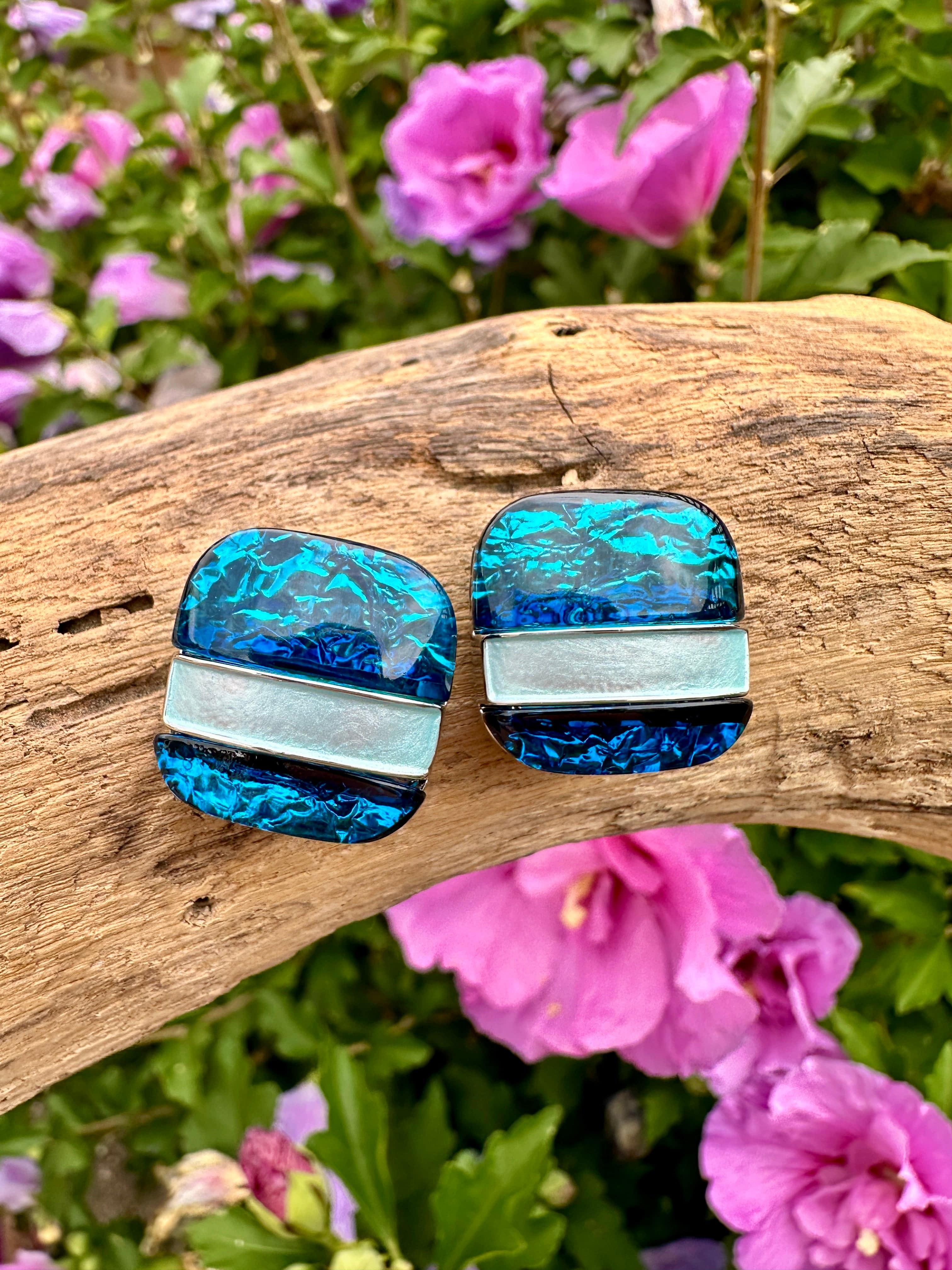luscious scarves Earrings Miss Milly Bold Blue Square Earrings FE662CLIP
