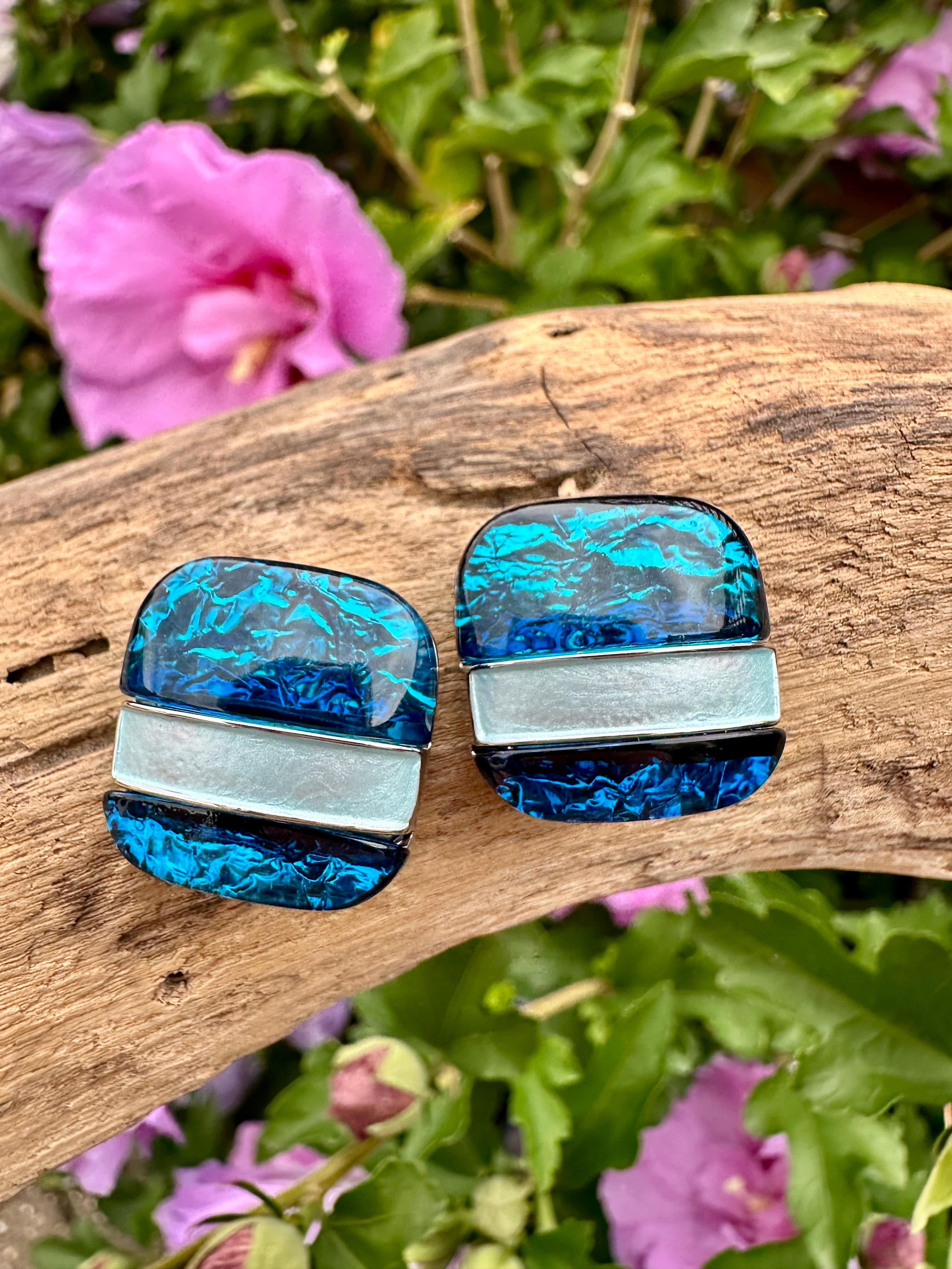 luscious scarves Earrings Miss Milly Bold Blue Square Earrings FE662CLIP