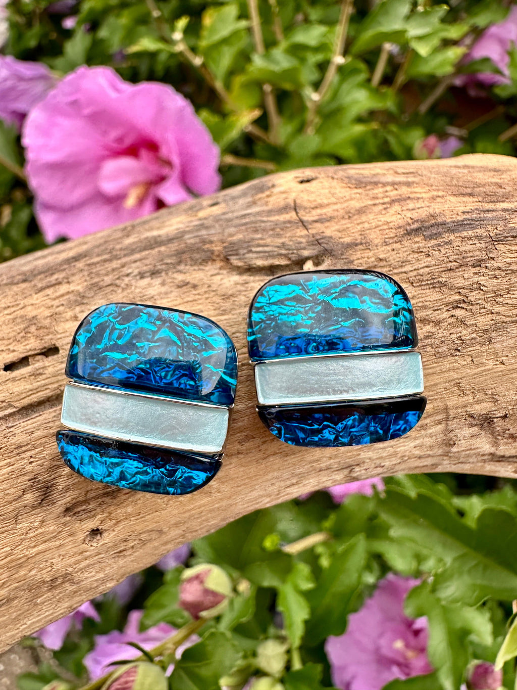luscious scarves Earrings Miss Milly Bold Blue Square Earrings FE662CLIP