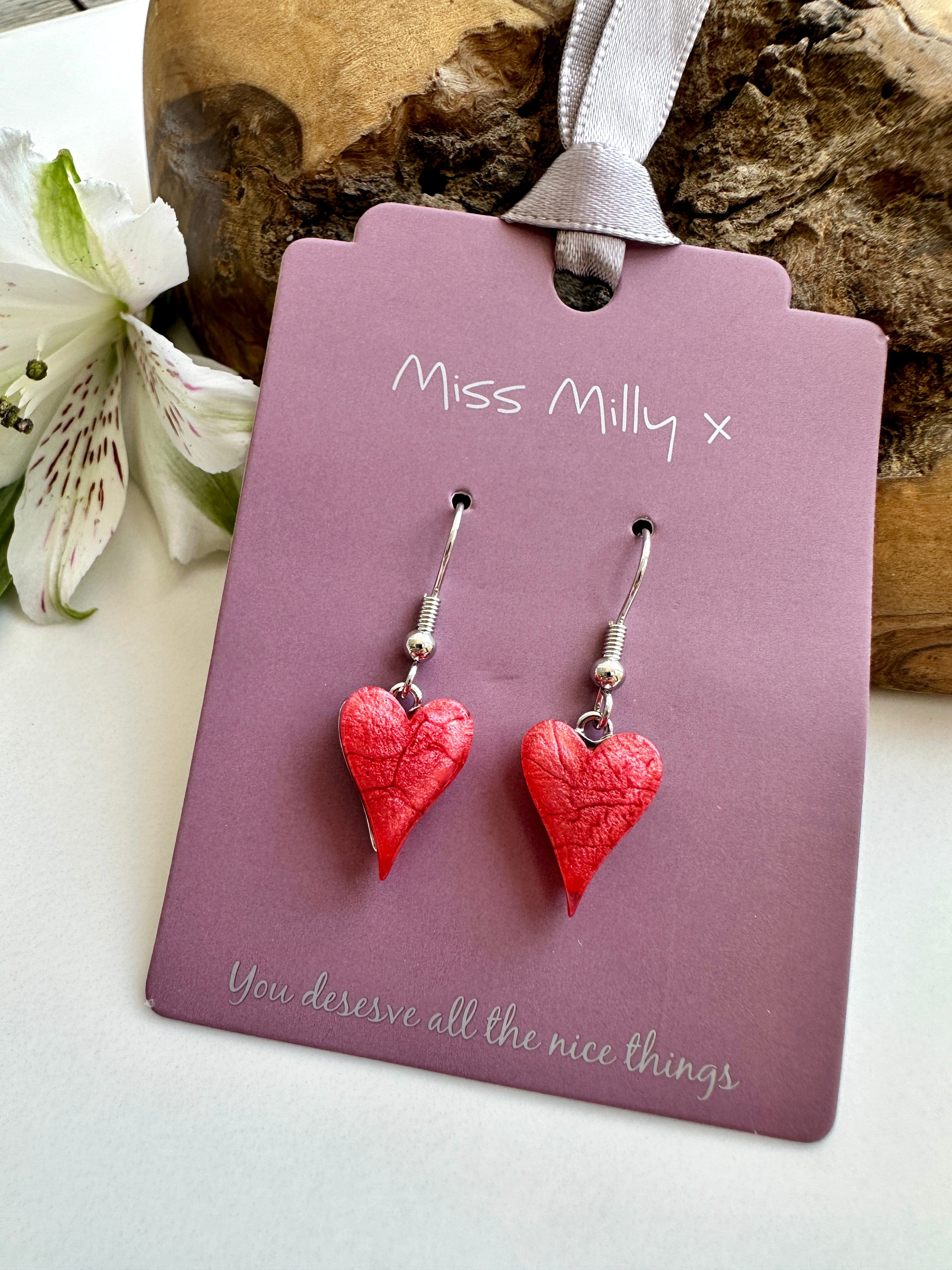luscious scarves Earrings Miss Milly Dark Coral Heart Earrings , FE211