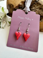 Load image into Gallery viewer, luscious scarves Earrings Miss Milly Dark Coral Heart Earrings , FE211
