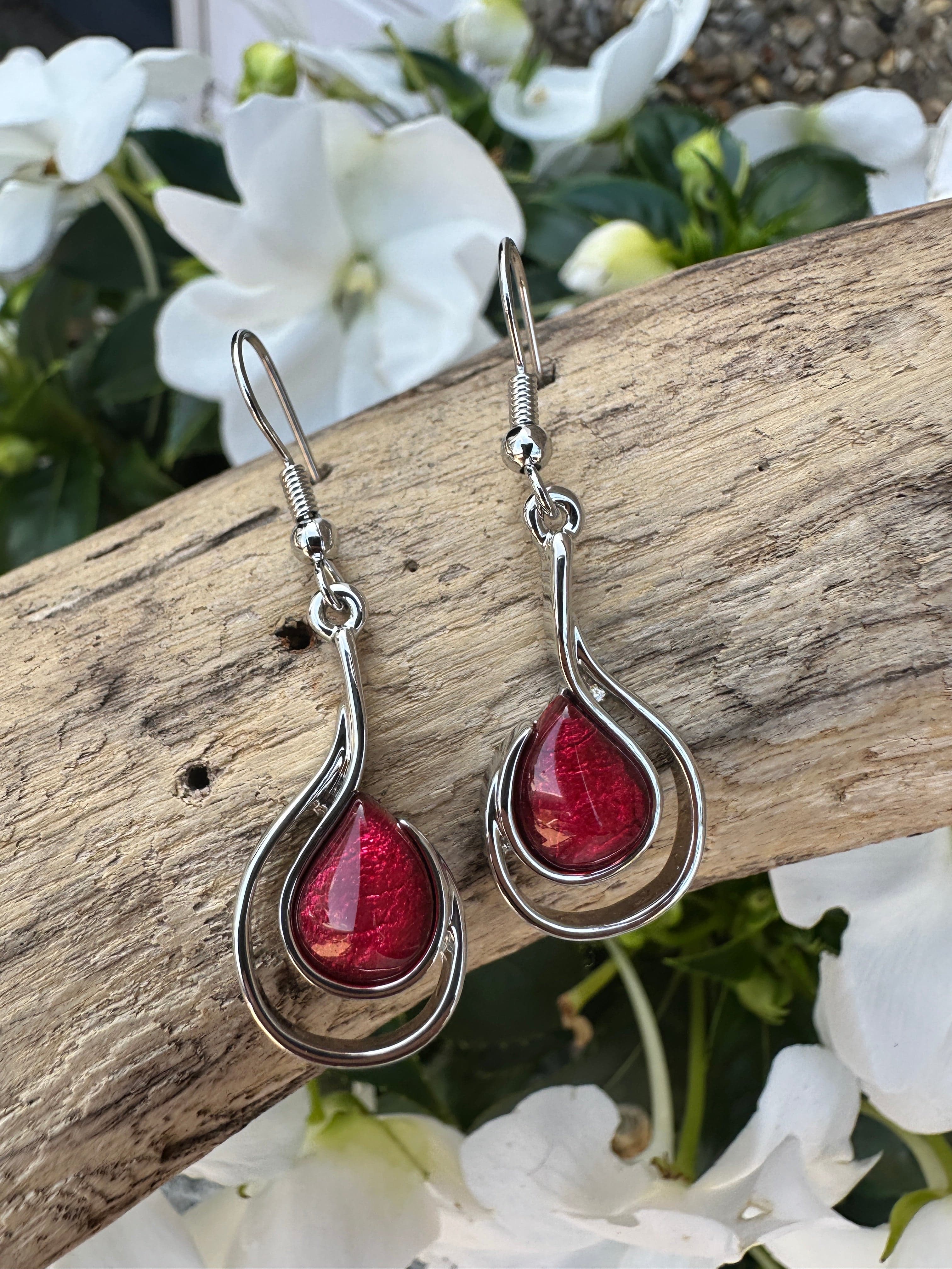 luscious scarves Earrings Miss Milly Dark Red Tear Drop Earrings FE425BJMB