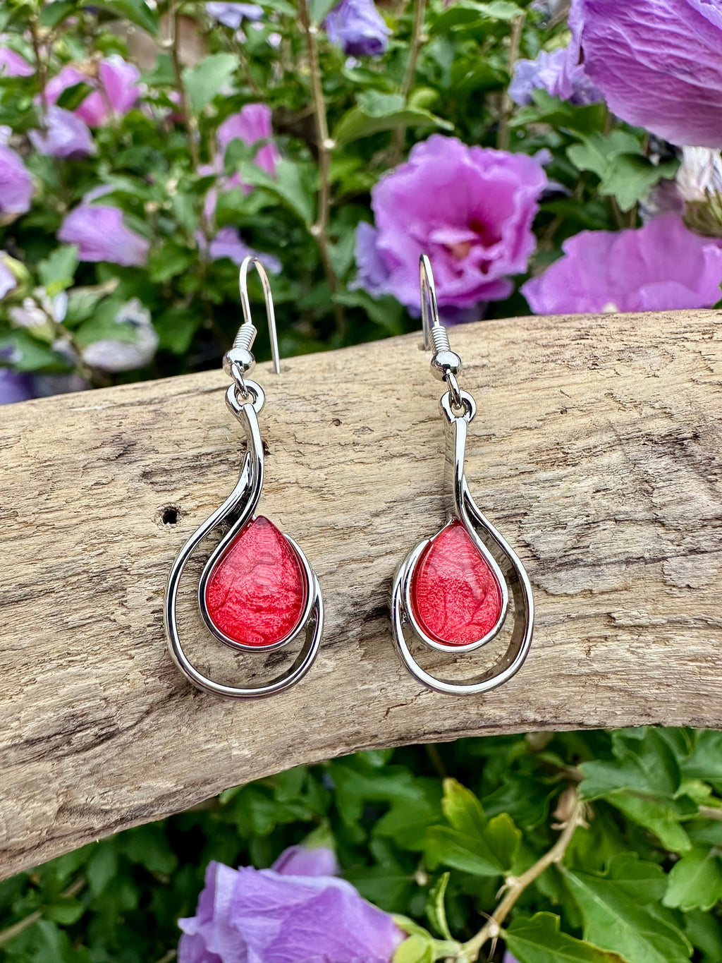 luscious scarves Earrings Miss Milly Deep Coral Tear Drop Earrings FE425LCMB