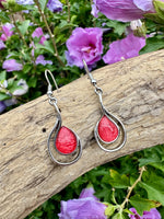 Load image into Gallery viewer, luscious scarves Earrings Miss Milly Deep Coral Tear Drop Earrings FE425LCMB
