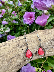 luscious scarves Earrings Miss Milly Deep Coral Tear Drop Earrings FE425LCMB