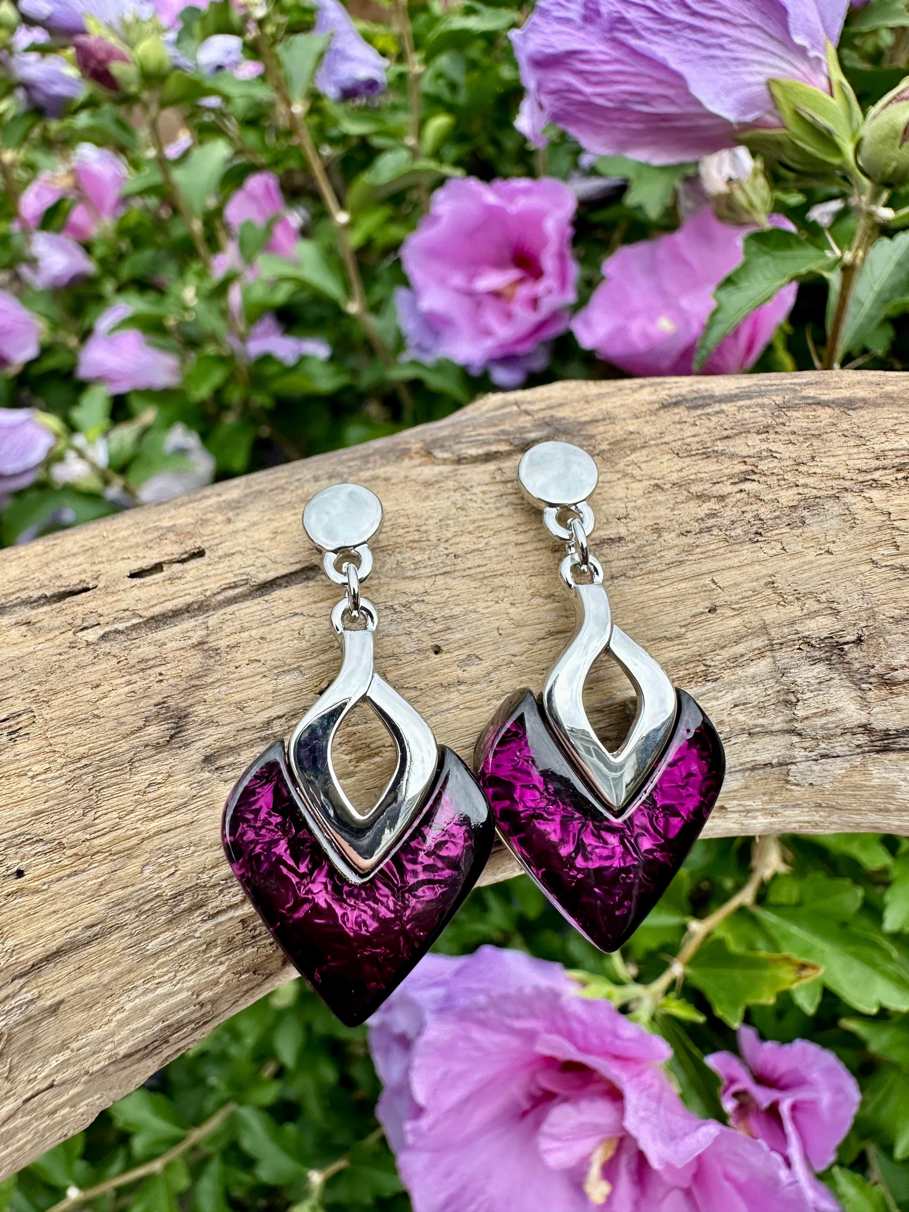 luscious scarves Earrings Miss Milly Deep Purple Resin Drop Earrings FE531MWIP