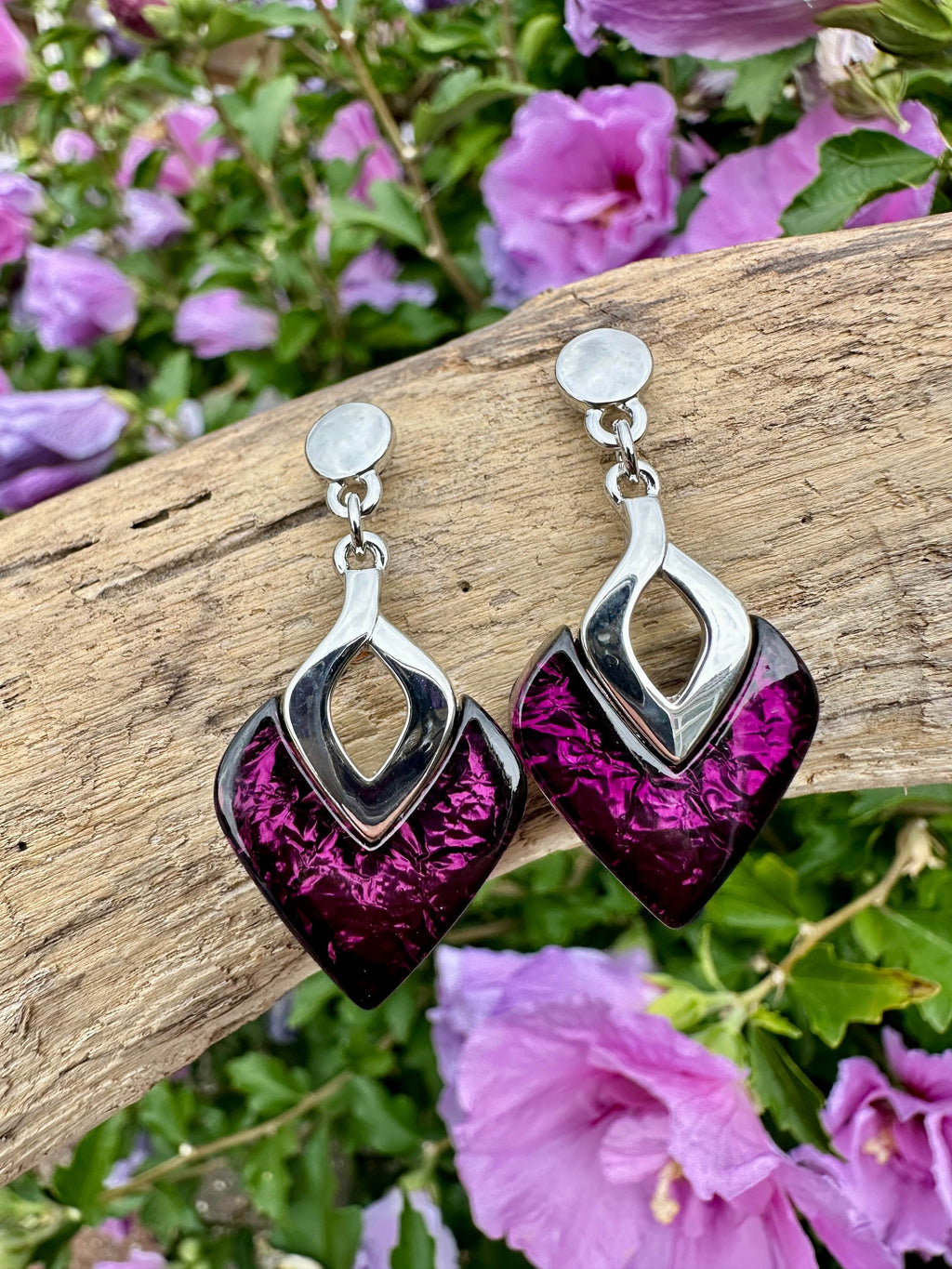 luscious scarves Earrings Miss Milly Deep Purple Resin Drop Earrings FE531MWIP