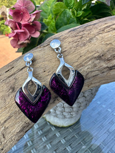 luscious scarves Earrings Miss Milly Deep Purple Resin Drop Earrings FE531MWIP