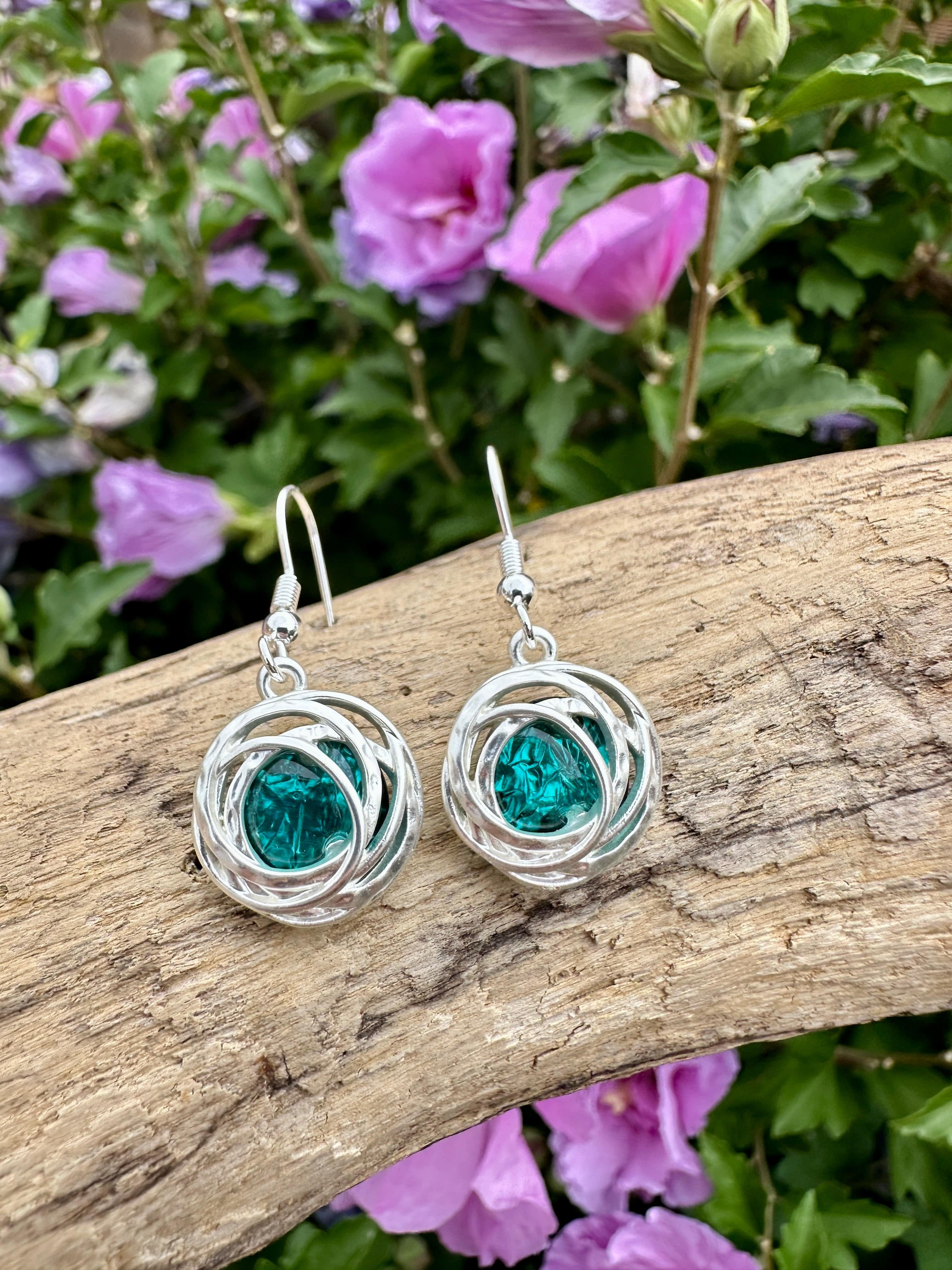 luscious scarves Earrings Miss Milly Forest Green and Silver Drop Earrings FE375AXIP