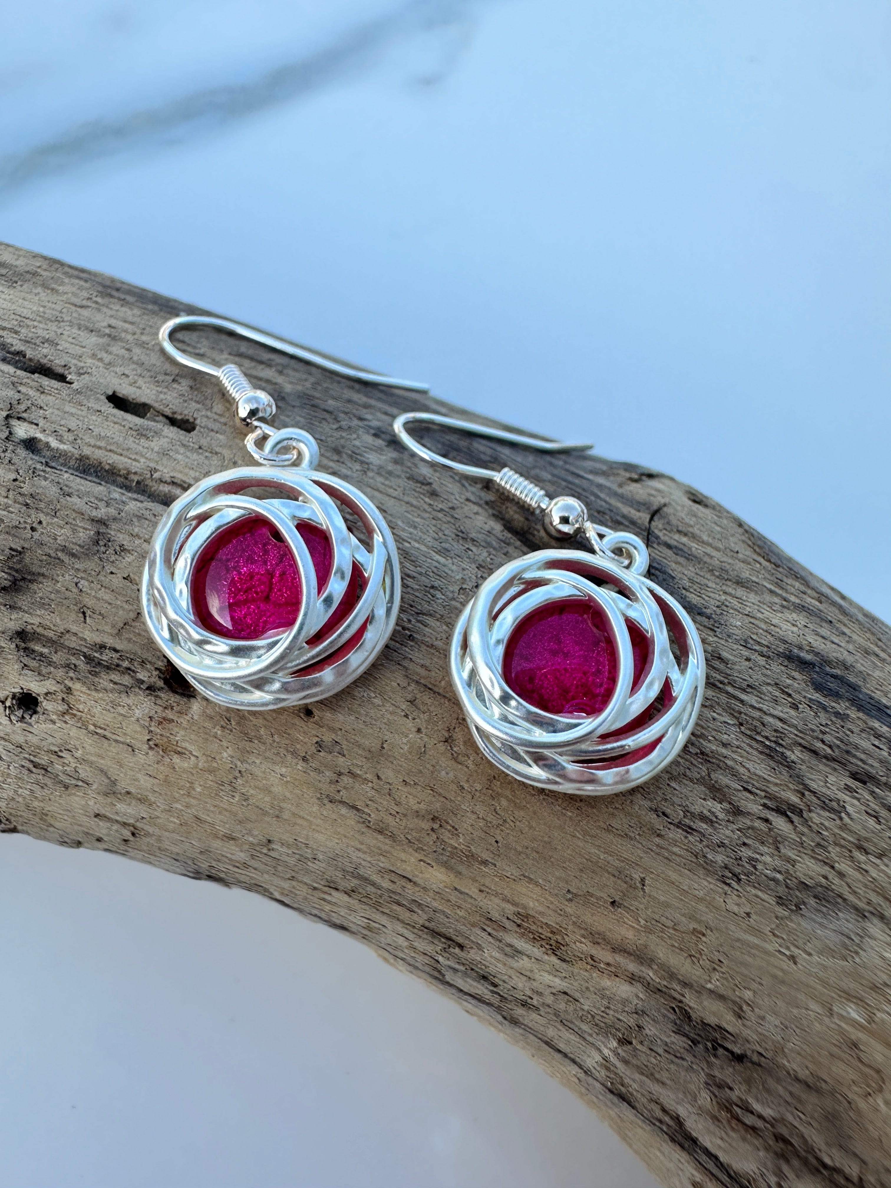 luscious scarves Earrings Miss Milly Fuchsia Pink and Silver Drop Earrings FE375FFMB