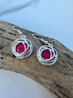 Load image into Gallery viewer, luscious scarves Earrings Miss Milly Fuchsia Pink and Silver Drop Earrings FE375FFMB
