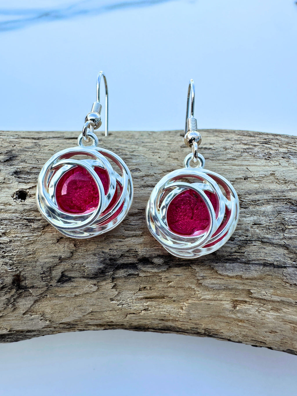 luscious scarves Earrings Miss Milly Fuchsia Pink and Silver Drop Earrings FE375FFMB