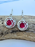 Load image into Gallery viewer, luscious scarves Earrings Miss Milly Fuchsia Pink and Silver Drop Earrings FE375FFMB
