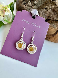 luscious scarves Earrings Miss Milly Golden Yellow and Matt Silver Drop Earrings FE375