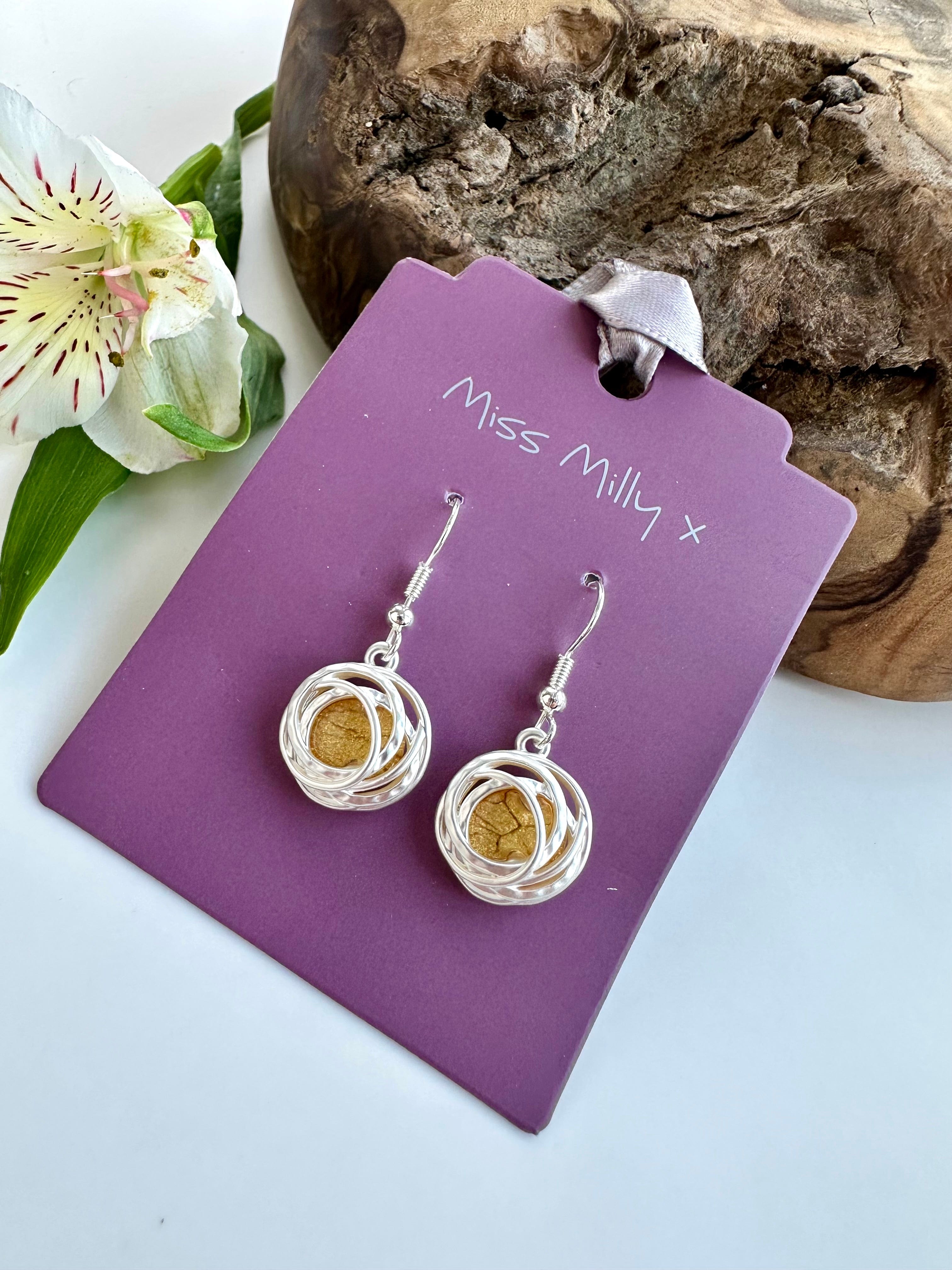 luscious scarves Earrings Miss Milly Golden Yellow and Matt Silver Drop Earrings FE375
