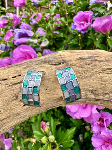 luscious scarves Earrings Miss Milly Green and Blue Mosaic Hoop Earrings FE756MU