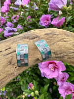 Load image into Gallery viewer, luscious scarves Earrings Miss Milly Green and Blue Mosaic Hoop Earrings FE756MU
