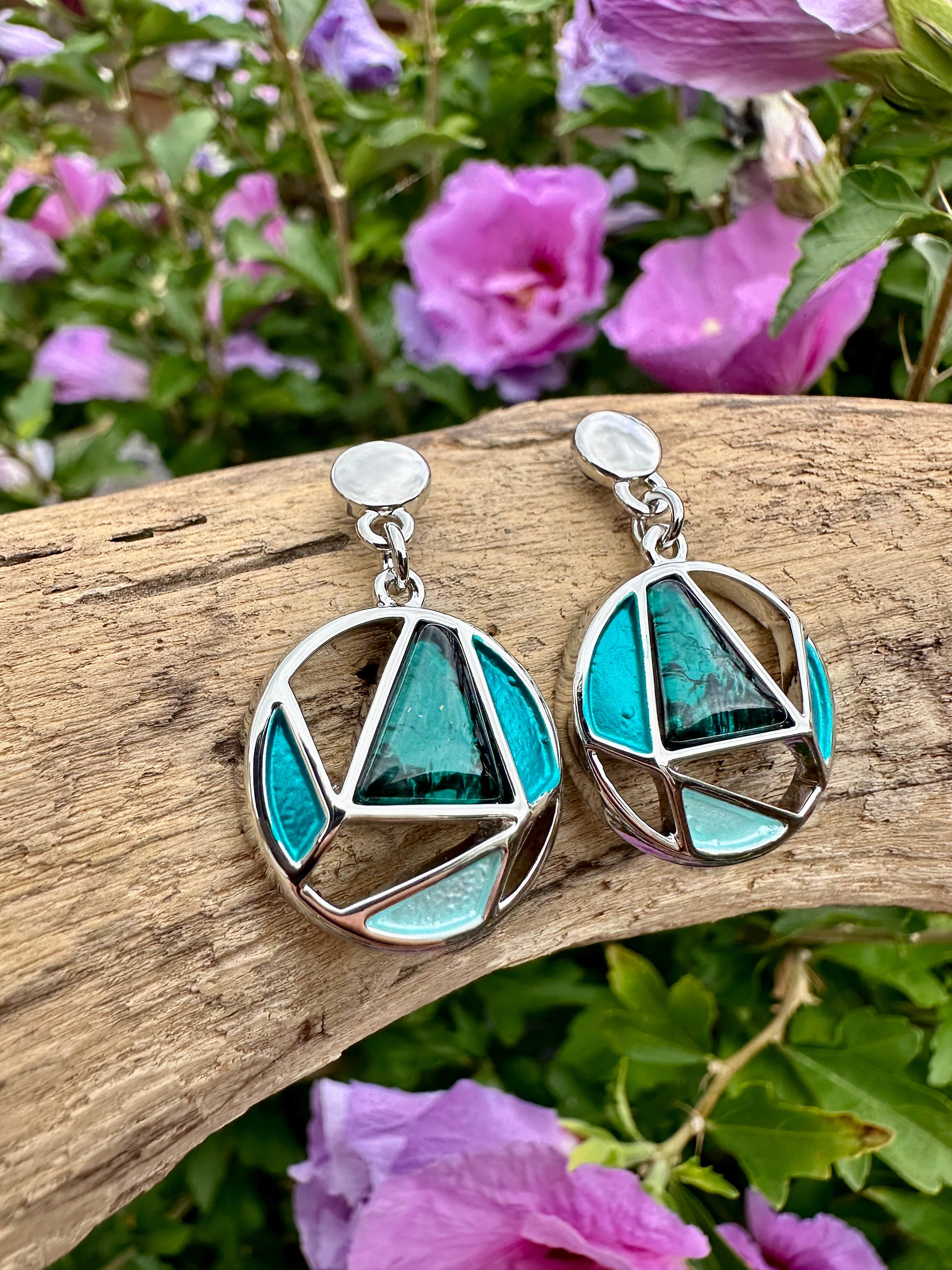 luscious scarves Earrings Miss Milly Green and Turquoise Geo Earrings FE738AXIP