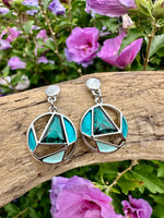 Load image into Gallery viewer, luscious scarves Earrings Miss Milly Green and Turquoise Geo Earrings FE738AXIP
