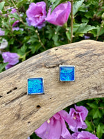 Load image into Gallery viewer, luscious scarves Earrings Miss Milly Iridescent Blue Square Stud Earrings FE665BLIR
