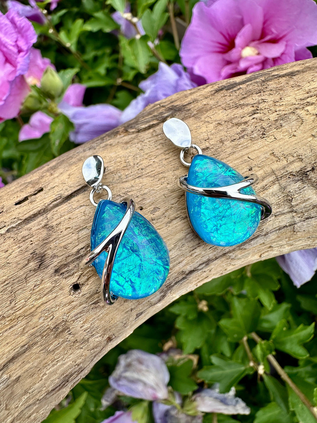 luscious scarves Earrings Miss Milly Iridescent Blue Teardrop Earrings FE748BLIR