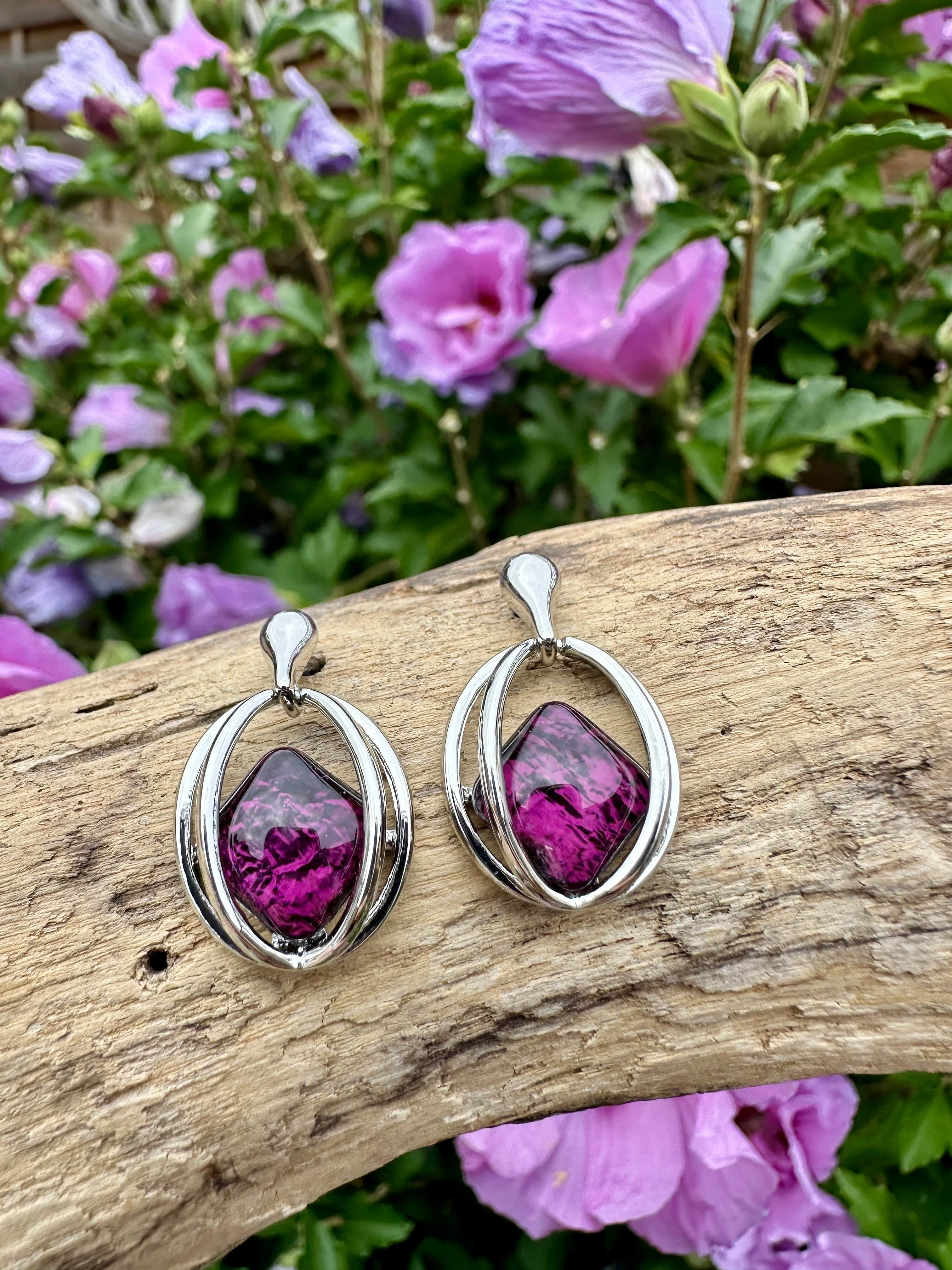 luscious scarves Earrings Miss Milly Purple Ellipse Earrings FE751MWIP