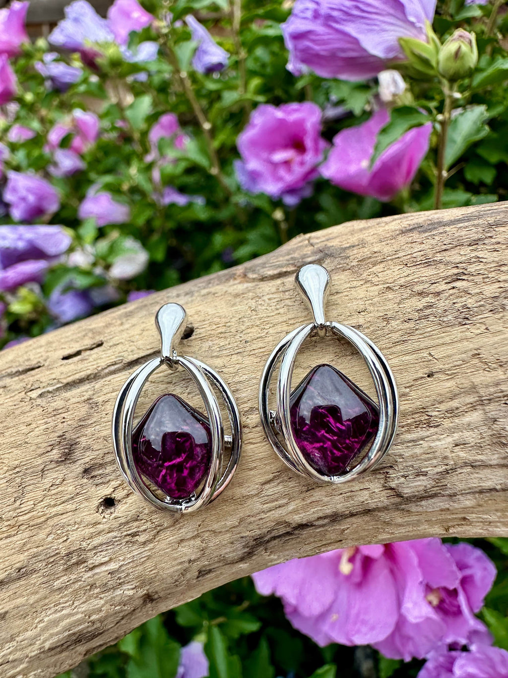 luscious scarves Earrings Miss Milly Purple Ellipse Earrings FE751MWIP