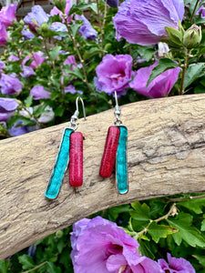 luscious scarves Earrings Miss Milly Red and Green Dangly Bar Earrings FE122