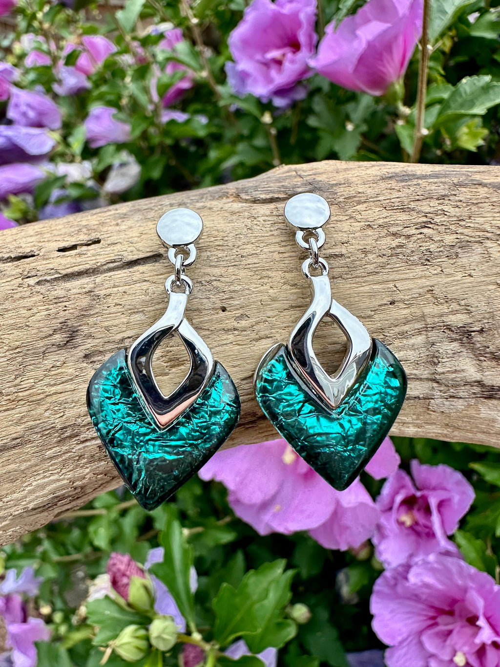 luscious scarves Earrings Miss Milly Teal Green Diamond Resin Earrings FE531AXIP