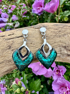 luscious scarves Earrings Miss Milly Teal Green Diamond Resin Earrings FE531AXIP