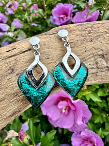 luscious scarves Earrings Miss Milly Teal Green Diamond Resin Earrings FE531AXIP
