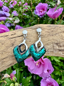 luscious scarves Earrings Miss Milly Teal Green Diamond Resin Earrings FE531AXIP