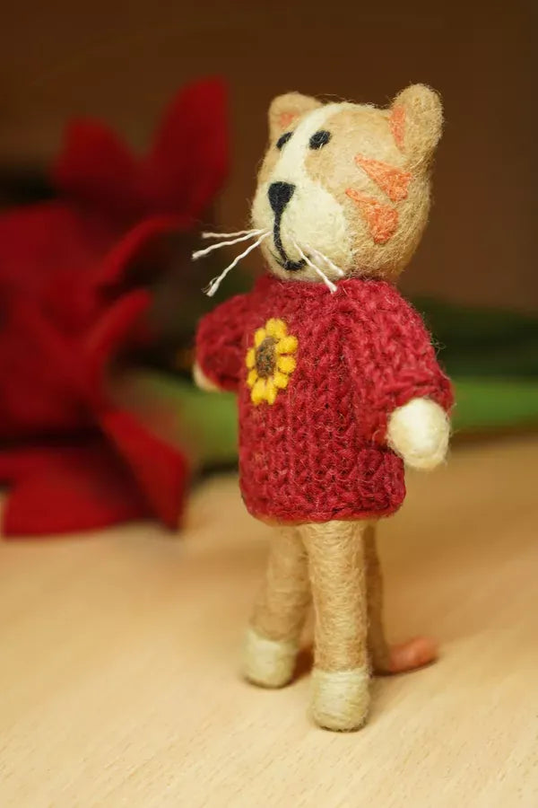 luscious scarves felted friends Pachamama Catalina The Kitten, Hand Felted